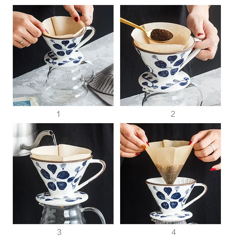 Suporte de Filtro V60 em Cerâmica Artesanal Pintada à Mão