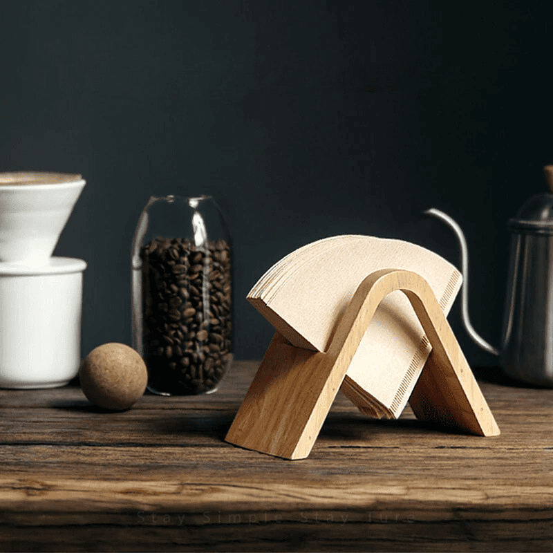 Suporte de Madeira para Filtro de Café com Porta-Filtro de Papel