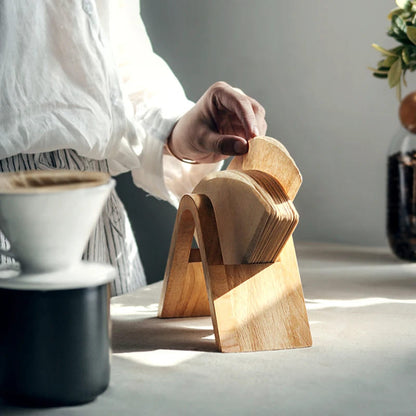 Suporte de Madeira para Filtro de Café com Porta-Filtro de Papel