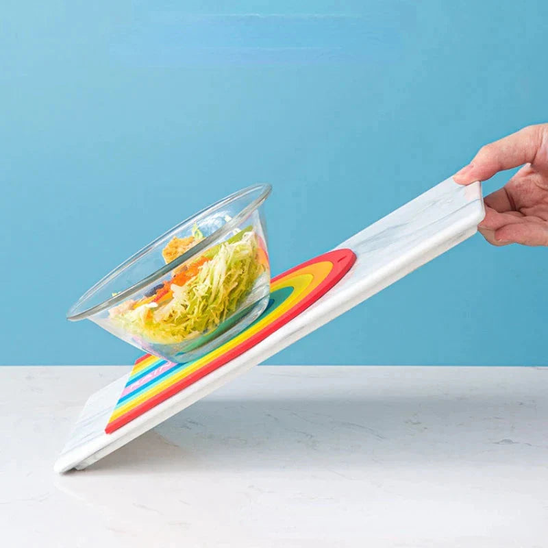 Suporte de Panela em Silicone Colorido - Design Arco-Íris