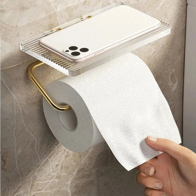 Suporte de Papel Higiênico - Design Elegante em Ouro e Prata