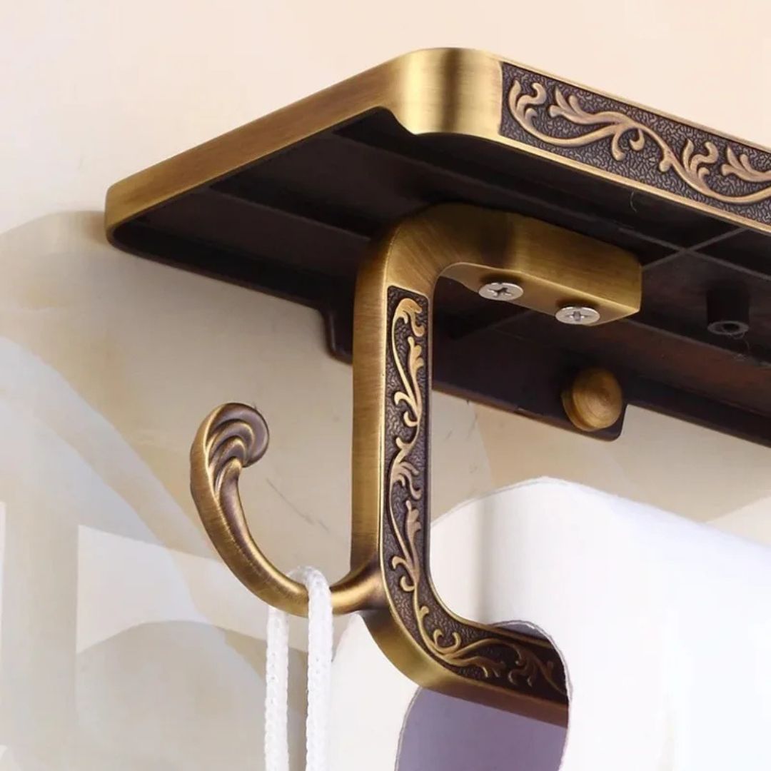 Suporte de Papel Higiênico de Parede Dourado - Organizador para Banheiro