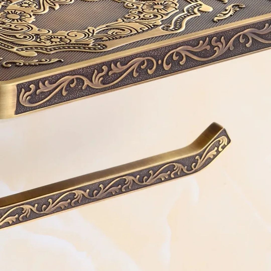 Suporte de Papel Higiênico de Parede Dourado - Organizador para Banheiro