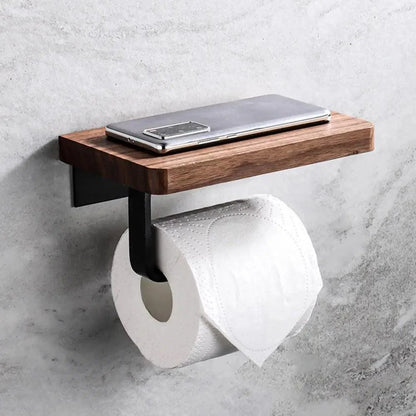 Suporte de Papel Higiênico em Madeira Premium - Acessório de Banheiro Elegante