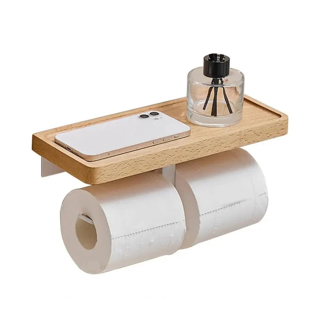 Suporte de Papel Higiênico em Madeira Premium - Acessório de Banheiro Elegante