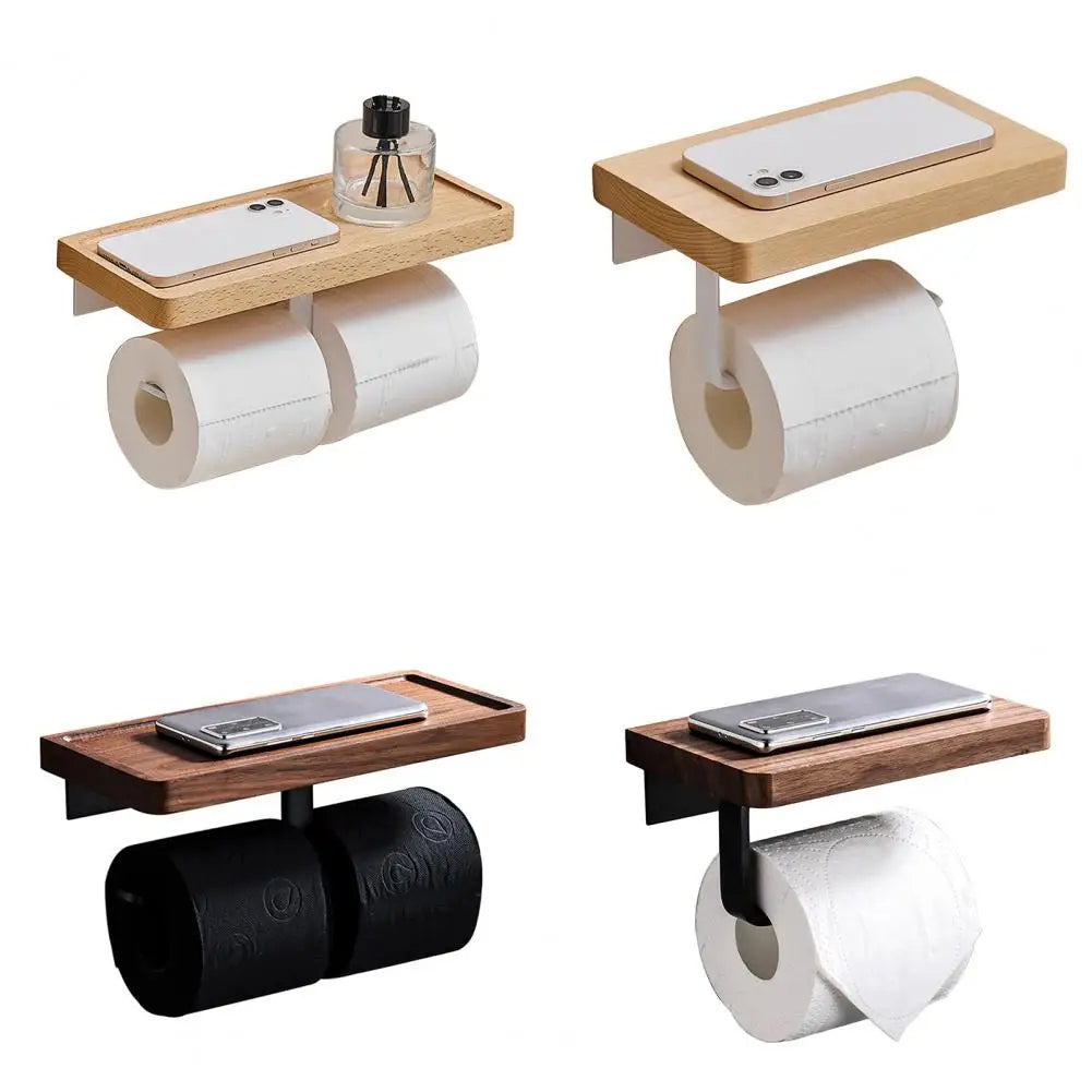 Suporte de Papel Higiênico em Madeira Premium - Acessório de Banheiro Elegante