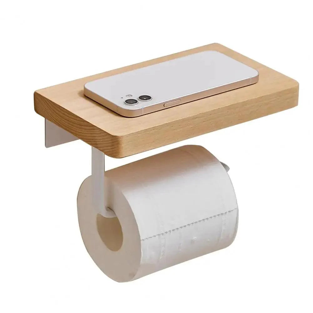 Suporte de Papel Higiênico em Madeira Premium - Acessório de Banheiro Elegante