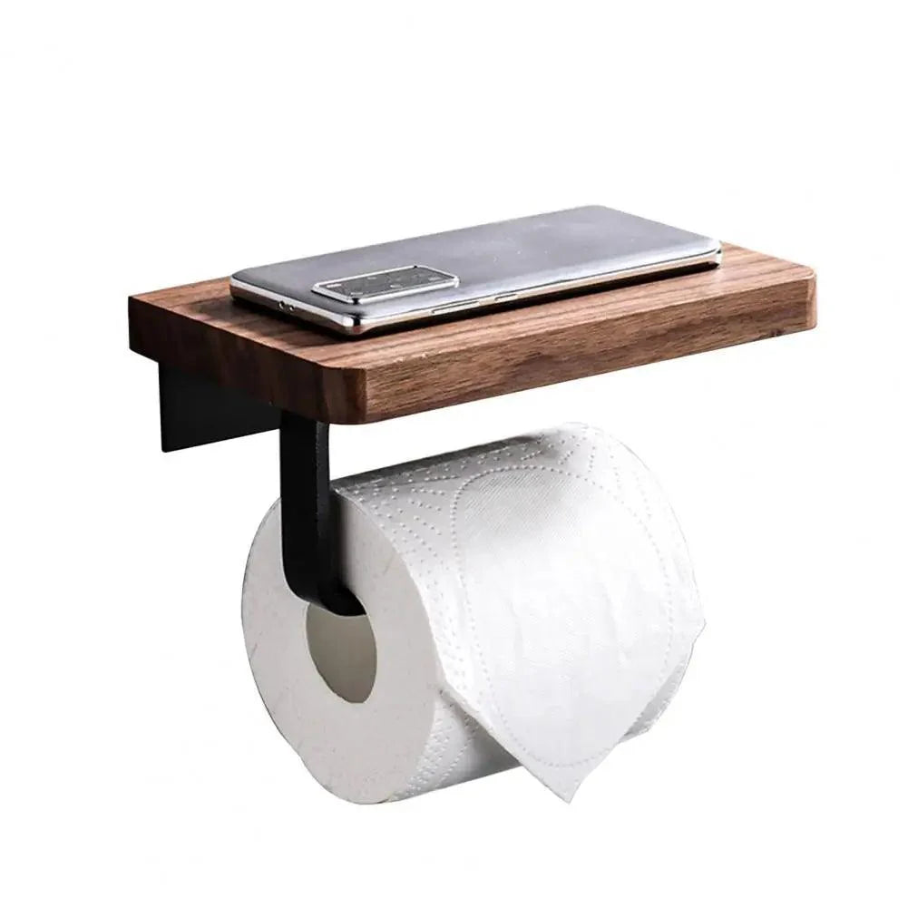 Suporte de Papel Higiênico em Madeira Premium - Acessório de Banheiro Elegante