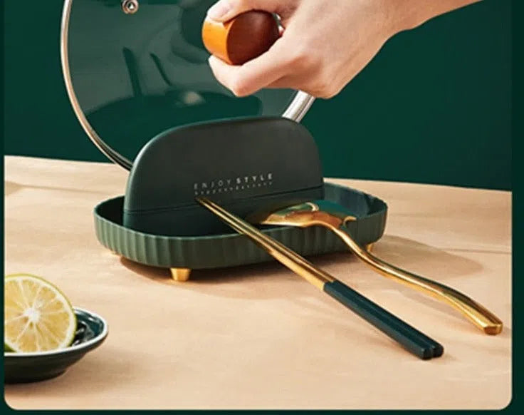 Suporte para Tampa e Apoio para Colher - Acessório de Cozinha Prático
