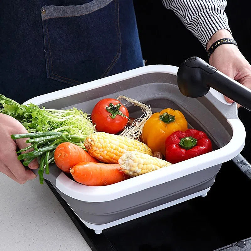 Tábua de Cozinha Multifuncional e Dobrável - Ideal para Cortar e Preparar Alimentos