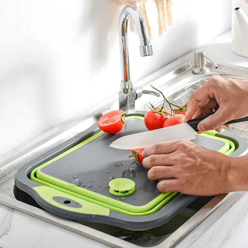 Tábua de Cozinha Multifuncional e Dobrável - Ideal para Cortar e Preparar Alimentos