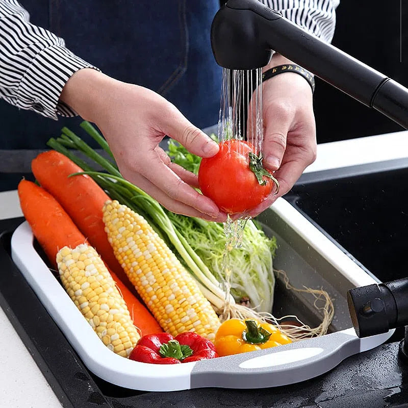 Tábua de Cozinha Multifuncional e Dobrável - Ideal para Cortar e Preparar Alimentos