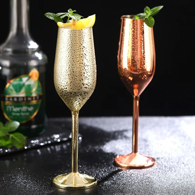Taça de Champanhe Espumante Colorida de Inox para Bar em Casa