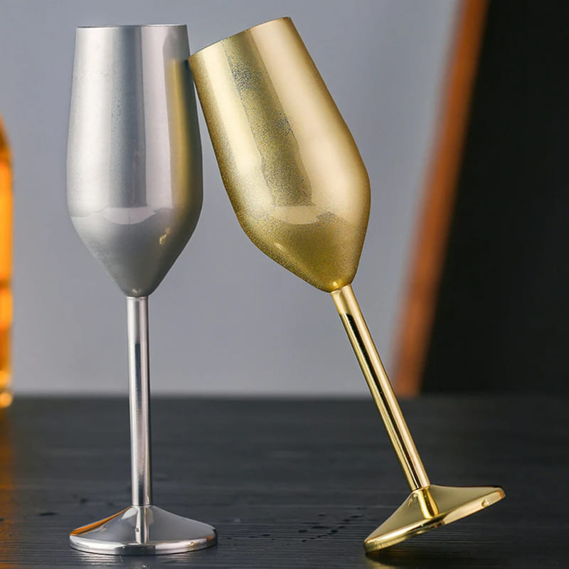 Taça de Champanhe Espumante Colorida de Inox para Bar em Casa