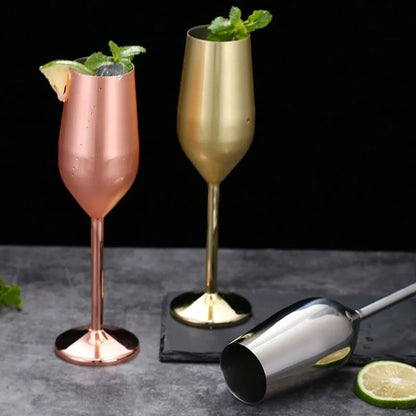 Taça de Champanhe Espumante Colorida de Inox para Bar em Casa