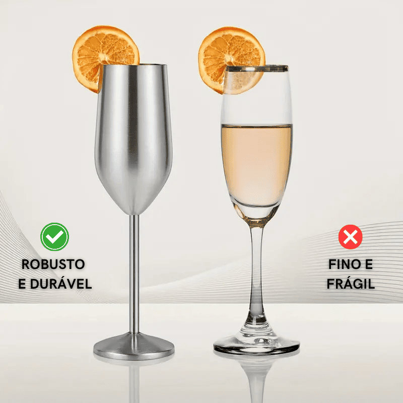 Taça de Champanhe Espumante Colorida de Inox para Bar em Casa