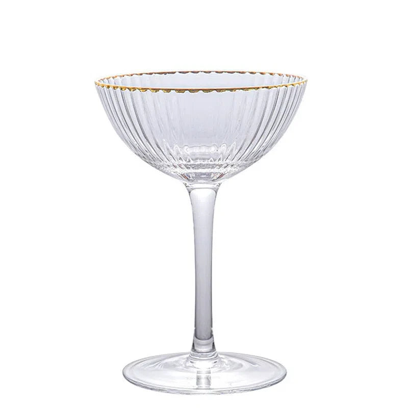 Taça de Vidro para Sobremesa com Borda Dourada - Elegante e Sofisticada