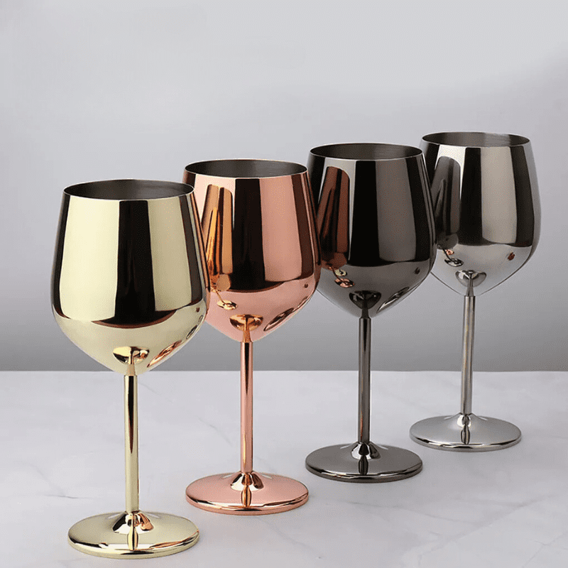 Taça de Vinho Colorida Inox Inquebrável para Bar em Casa
