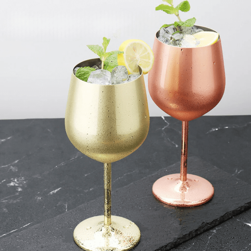 Taça de Vinho Colorida Inox Inquebrável para Bar em Casa
