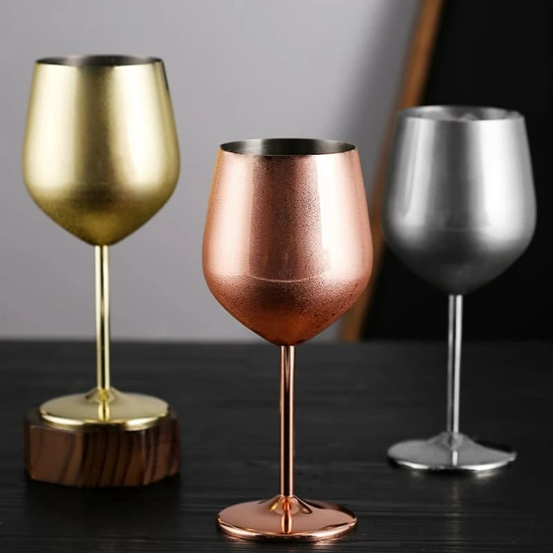 Taça de Vinho Colorida Inox Inquebrável para Bar em Casa