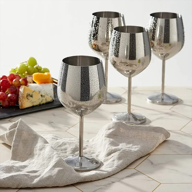 Taça de Vinho Colorida Inox Inquebrável para Bar em Casa