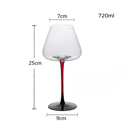Taça de Vinho de Cristal com Haste Vermelha para Bar em Casa