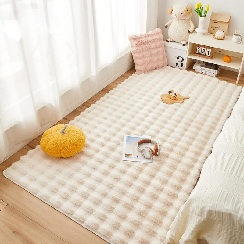 Tapete Antiderrapante Peludo para Sala e Quarto em Pelúcia