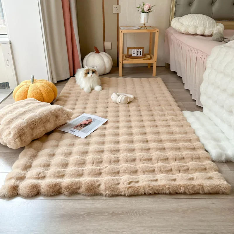 Tapete Antiderrapante Peludo para Sala e Quarto em Pelúcia