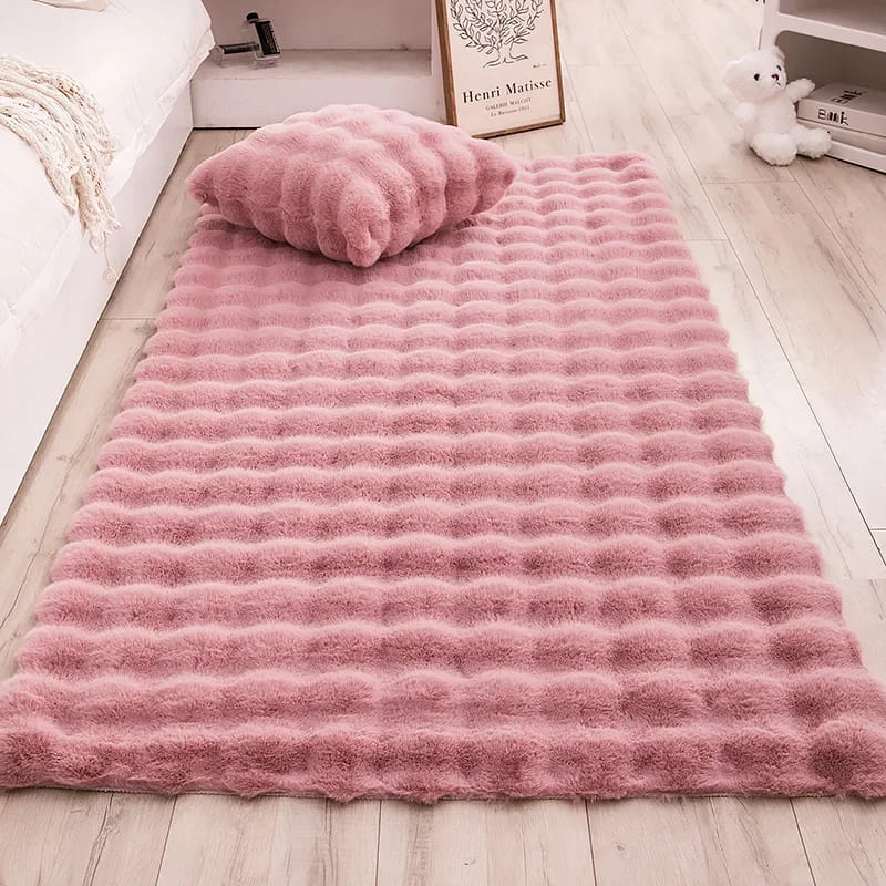 Tapete Antiderrapante Peludo para Sala e Quarto em Pelúcia