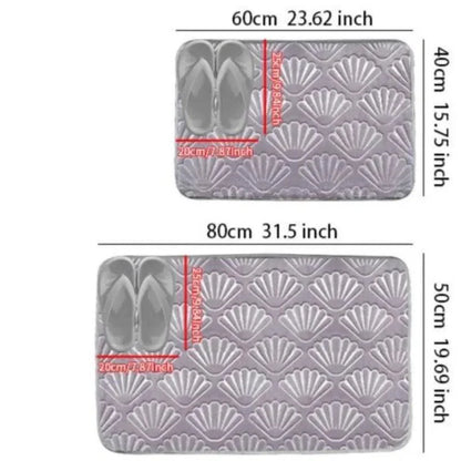 Tapete Antiderrapante em Design de Concha, Macio e Absorvente