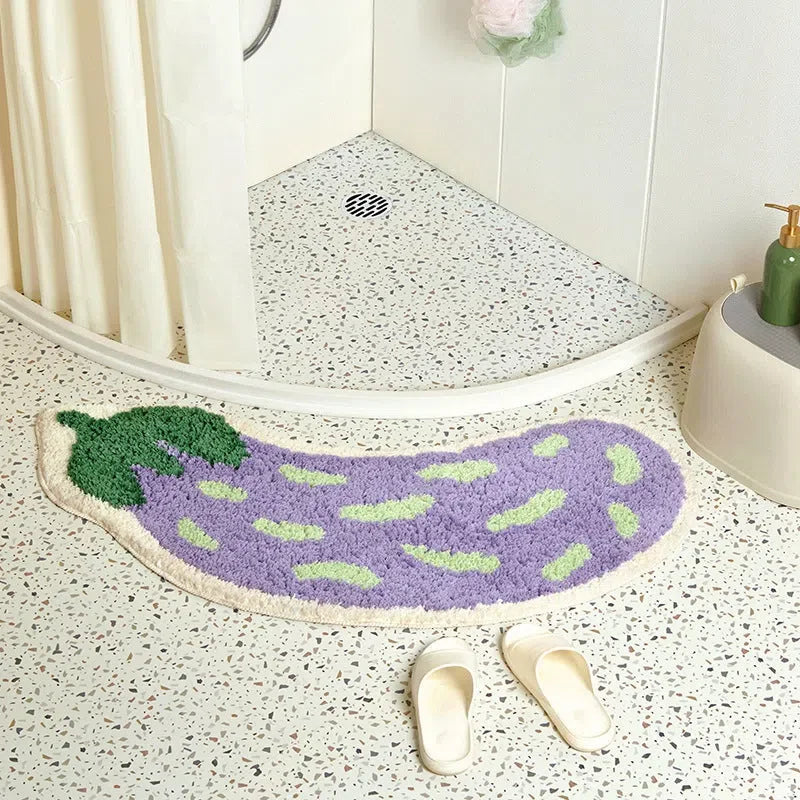 Tapete Colorido Divertido - Estampa de Banana ou Berinjela para Decoração