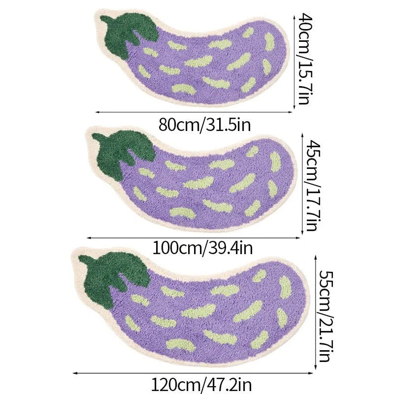 Tapete Colorido Divertido - Estampa de Banana ou Berinjela para Decoração
