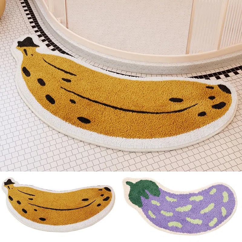 Tapete Colorido Divertido - Estampa de Banana ou Berinjela para Decoração