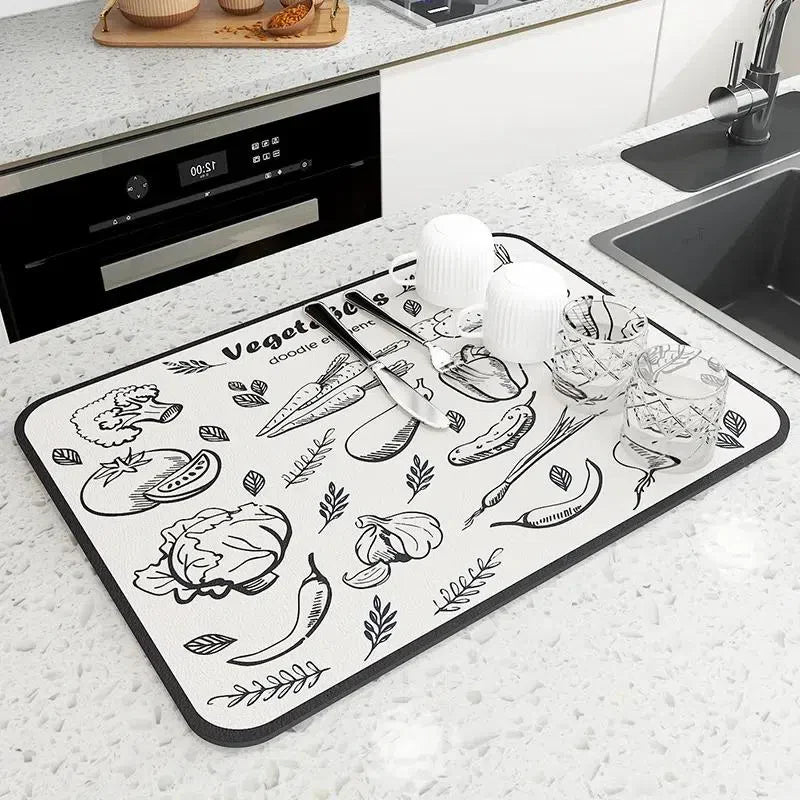 Tapete Escorredor de Louça Ultra Absorvente e Antiderrapante para Cozinha