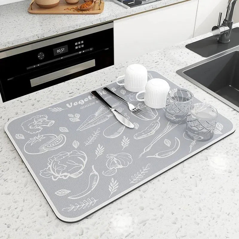 Tapete Escorredor de Louça Ultra Absorvente e Antiderrapante para Cozinha