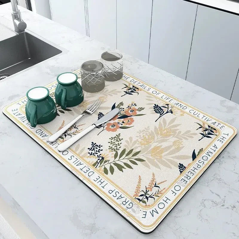 Tapete Escorredor de Louça Ultra Absorvente e Antiderrapante para Cozinha