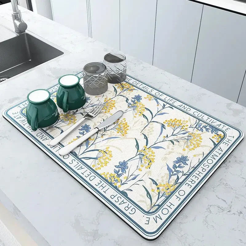 Tapete Escorredor de Louça Ultra Absorvente e Antiderrapante para Cozinha