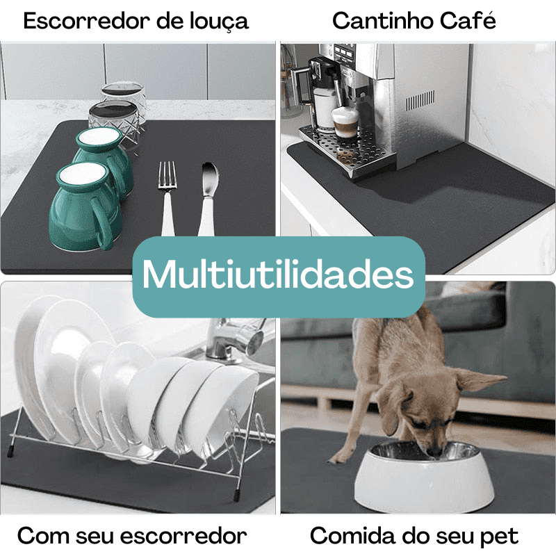 Tapete Escorredor de Louça Ultra Absorvente para Secagem Rápida