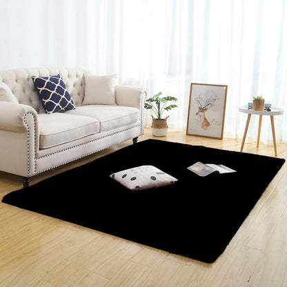Tapete Felpudo Liso Preto para Sala de Estar e Quarto - Ideal para Decorar