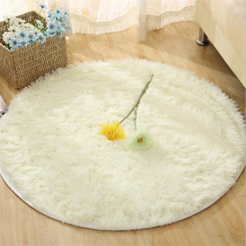 Tapete Felpudo Redondo Branco - Macio e Confortável para Decoração