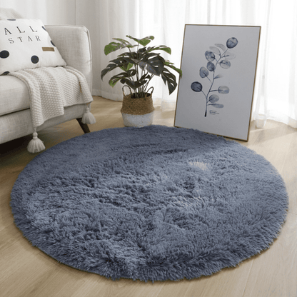 Tapete Felpudo Redondo Cinza Escuro - Ideal para Decoração de Ambientes