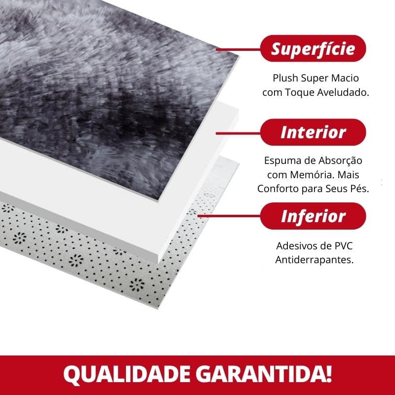 Tapete Felpudo Vermelho Liso para Sala e Quarto