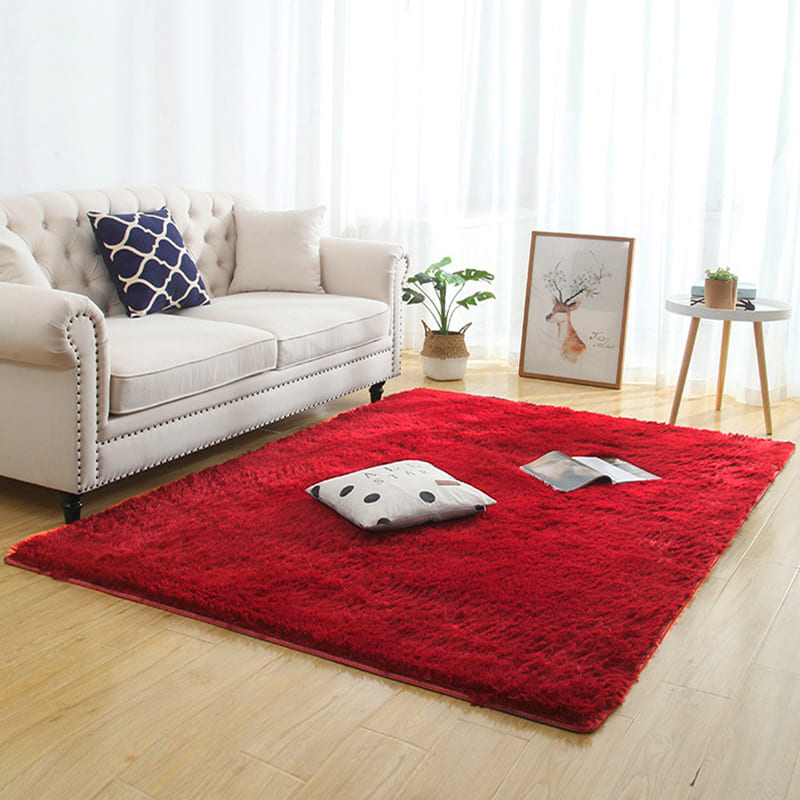 Tapete Felpudo Vermelho Liso para Sala e Quarto