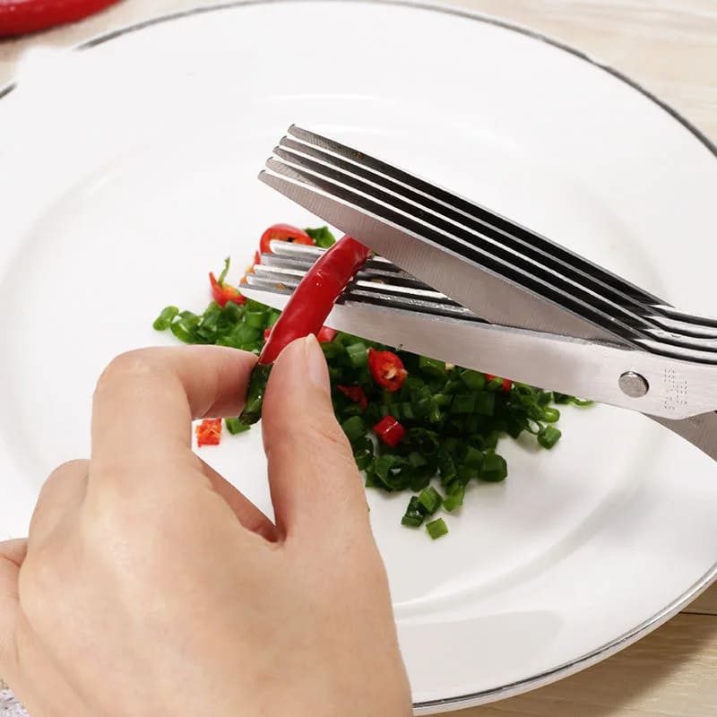 Tesoura de Picotar para Cozinha com 5 Lâminas de Inox para Temperos