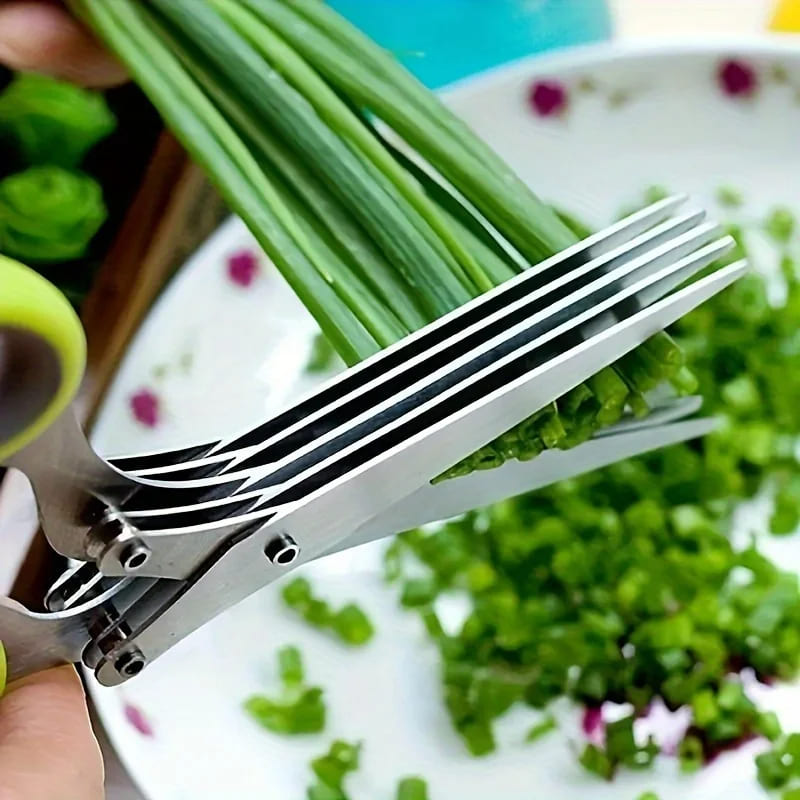 Tesoura de Picotar para Cozinha com 5 Lâminas de Inox para Temperos