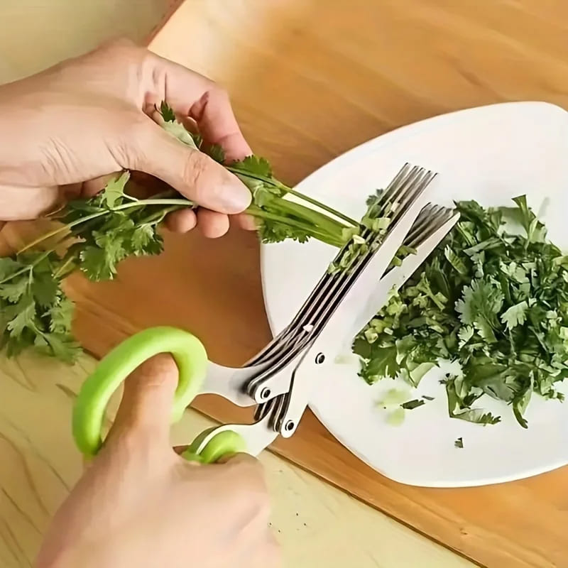 Tesoura de Picotar para Cozinha com 5 Lâminas de Inox para Temperos