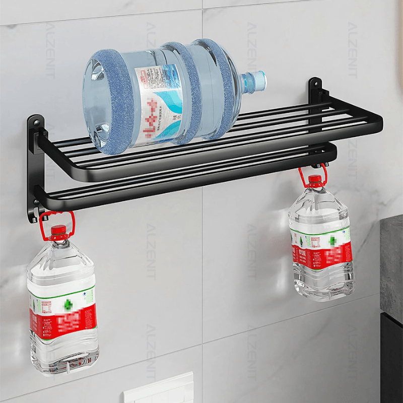 Toalheiro Duplo Preto Matte para Banheiro - Acessório de Banho Moderno