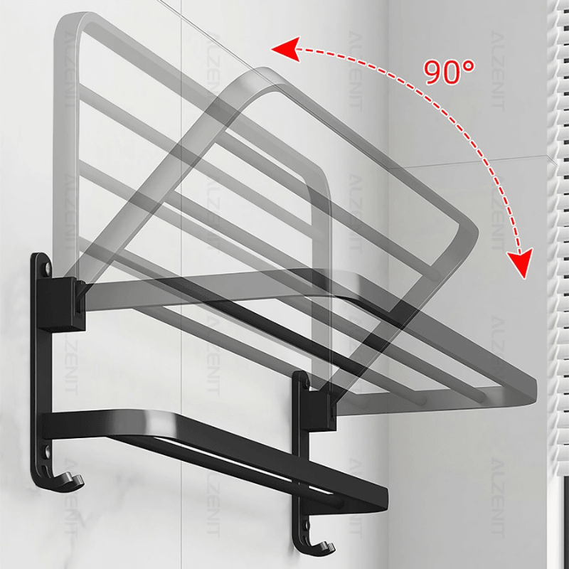 Toalheiro Duplo Preto Matte para Banheiro - Acessório de Banho Moderno