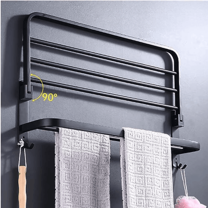 Toalheiro Duplo Preto Matte para Banheiro - Acessório de Banho Moderno