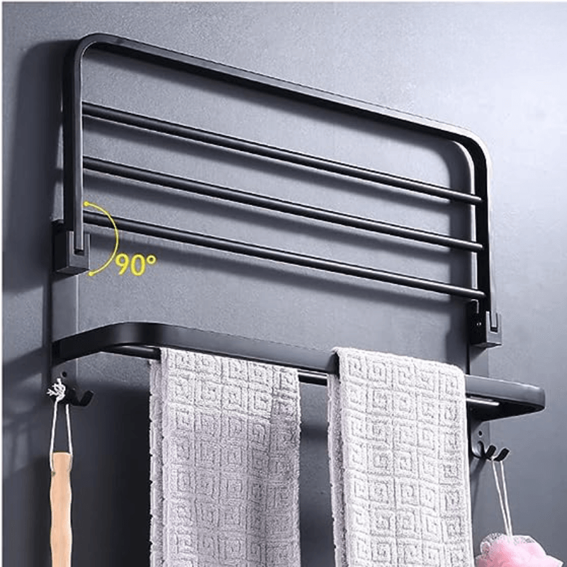 Toalheiro Duplo Preto Matte para Banheiro - Acessório de Banho Moderno